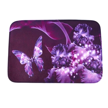 

1PC New Purple Butterfly Home Bedroom Front Door Anti-Skid Mats Carpet (Purple)