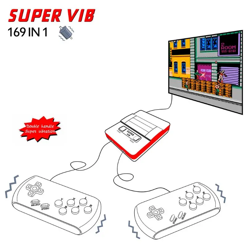 1 комплект супер VIB Вибрация 8 бит 169 в 1 ТВ Сенс игровой автомат домашний Ностальгический двойные игровые контроллеры видео игровая консоль хост-компьютер