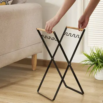 

Folding Wrought Iron Garbage Bracket Storage Rack Multi-function Savings With Hook Kitchen Living Room Household Items