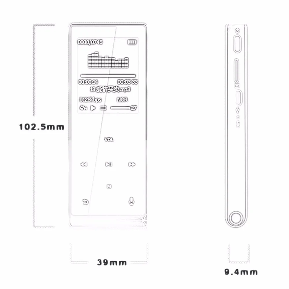 Металлический Bluetooth MP3 HIFI музыкальный плеер Поддержка TF карты голосовой записи счетчик шагов мини Walkman сенсорный экран