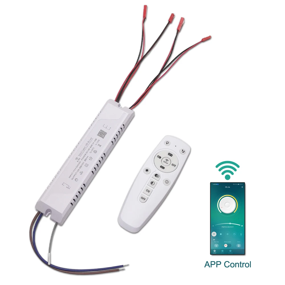 

Приглушаемая интеллектуальная люстра с драйвером, трансформатор 2,4G, дистанционное управление через приложение, источник питания, используется для двух цветов, стандартная лента