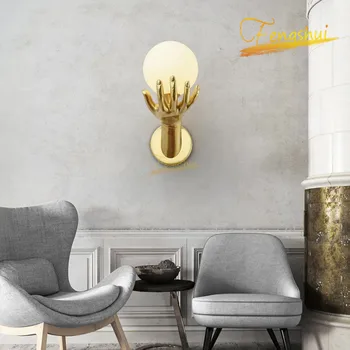 

Nordic Creative Copper LED Wall Lamp Lighting Modern Palm Glass Wall Lamp Restaurant Will Bring You Furniture Wall Lamp Lighting