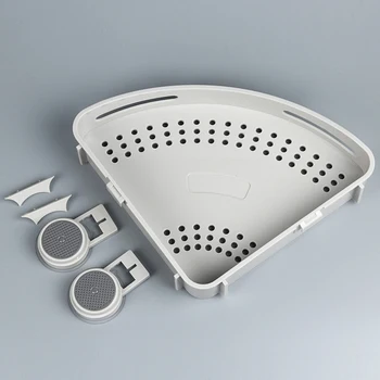 

Wall Mounted Shower Corner Suction Cup Storage Shelf Traceless Bathroom Organizer Strong Bearing Punch Free Adhesive Triangle