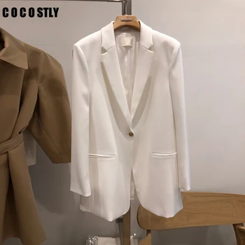 

2020 ins New Korean Women Jackets Blazer White Casual Office Blazers Jacket Coat Plus Size Lady Outerwear Womens Blazer
