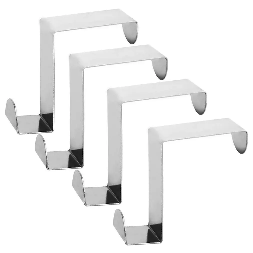 

4pcs Stainless Steel Z Type Reversible Removable Door Hook Hanger Coat Hook Door Back Cabinet Door Creative Hook