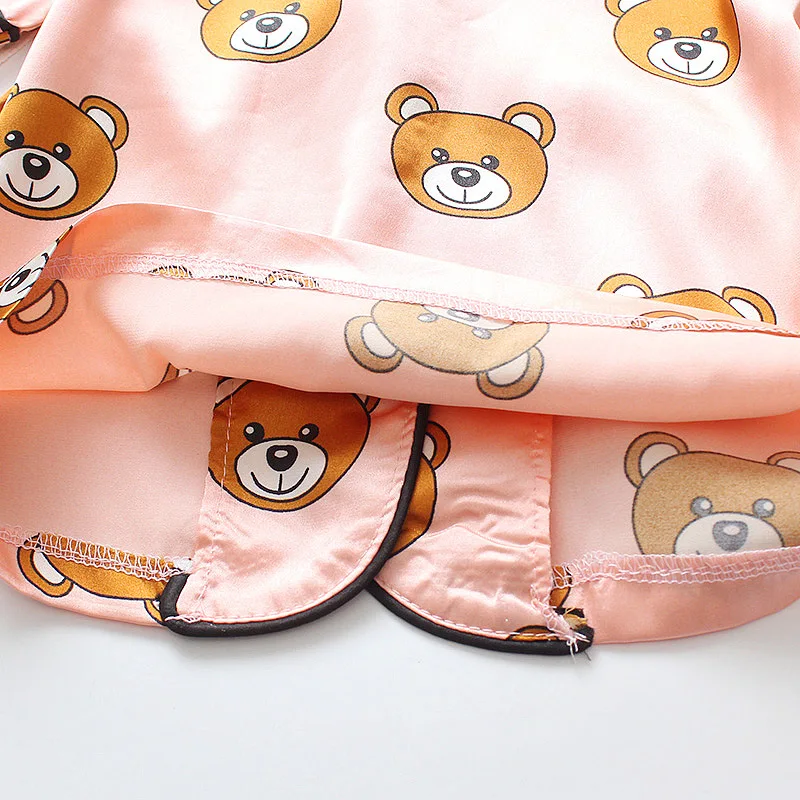 Cute Bear Girls Pajamas Sets 2021 New Summer Kids Cartoon Casual Homewear Boys Pajamas Sets Baby Children Clothing 1 2 3 4 Years baby nightgown boy