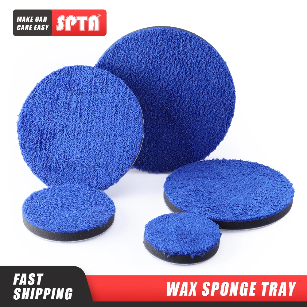 SPTA 3/4/5/6/7 Inch Microfiber Polishing Pad Removing Wax Buffer Pads Replaceable Buffing Pads Micro Fiber for DA/RO Polisher