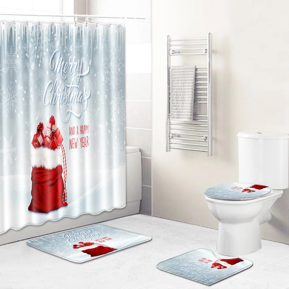 4 шт. коврик для ванной занавеска душа подставка крышка туалета набор ковриков