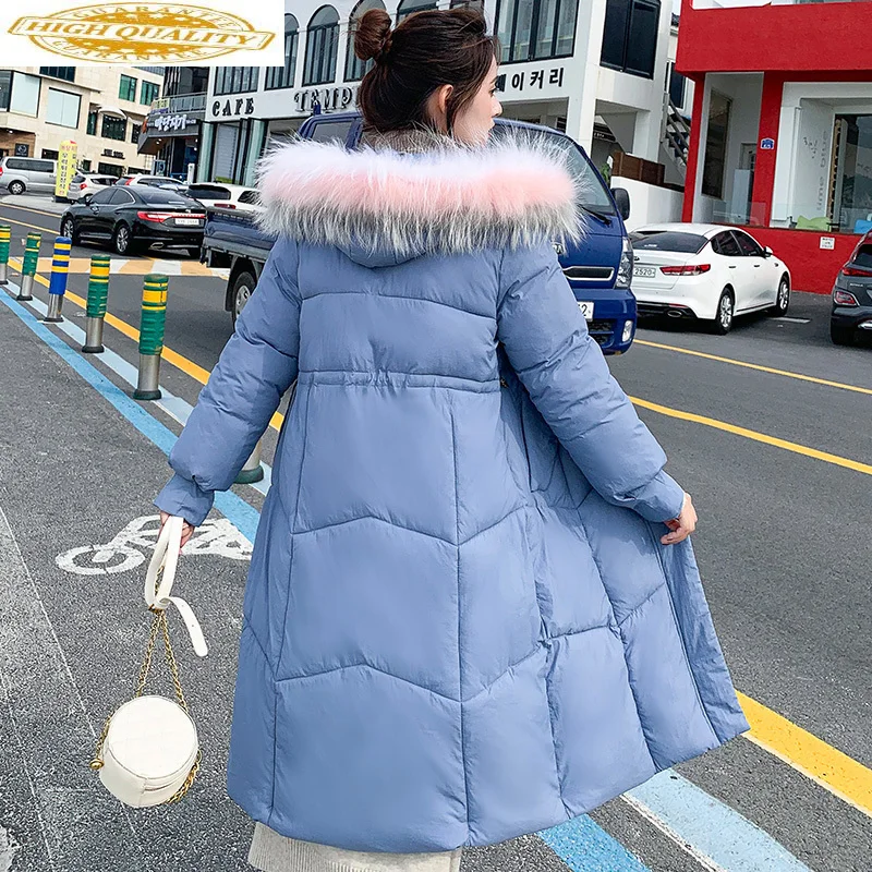 

2020 New Winter Jacket Women Parka Long Coat Female Korean Down Cotton Padded Jacket Hooded Fashion Parkas D1903 KJ3356