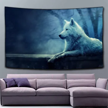 

Wolf Tapestry Wall Hanging Home Living Room Cartoon Animal Fabric Hanging Painting Decor Blanket Beach Towel