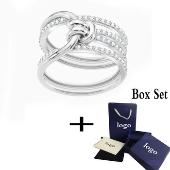 

SWA New Fashion LIFELONG WIDE RING Modern And Unique Tie Knot Decorated Female Engagement Ring Jewelry Romantic Gift