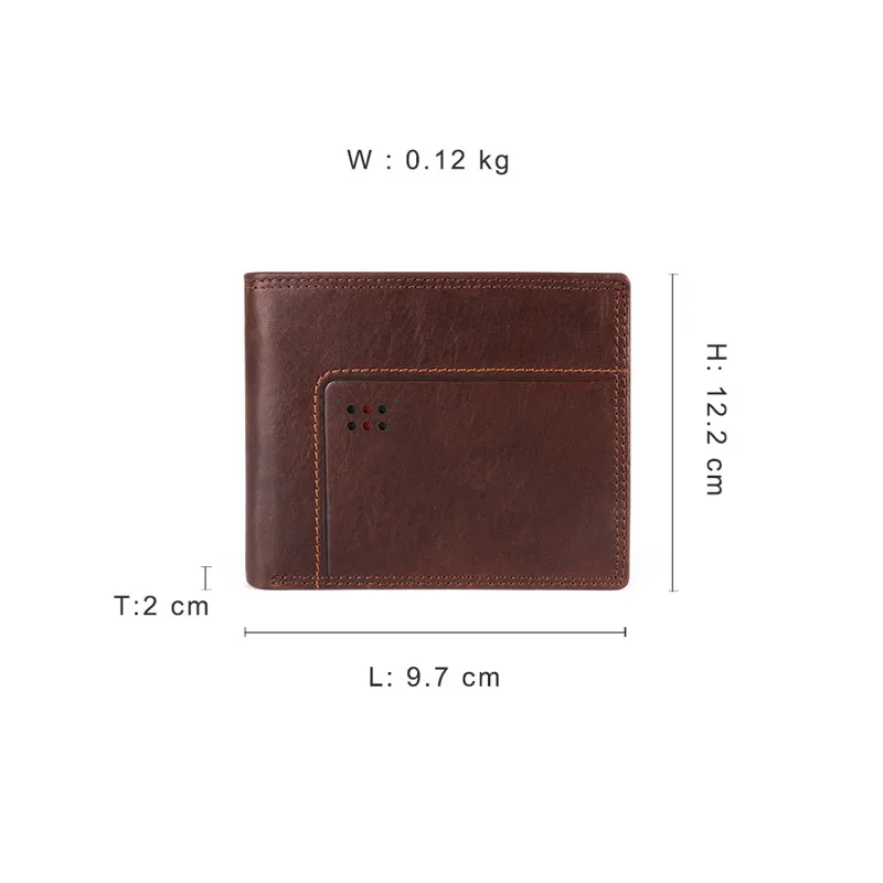 Cow Leather Men Wallets with Coin Pocket Vintage Male Purse Function Brown Genuine Leather Men Wallet with Card Holders MRF31