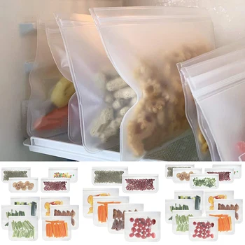 

Reusable Freezer Bags Reusable Storage Bags Extra Thick Resealable Lock Seal Bag For Marinate Meat Cereal Sandwich Snack HYD88