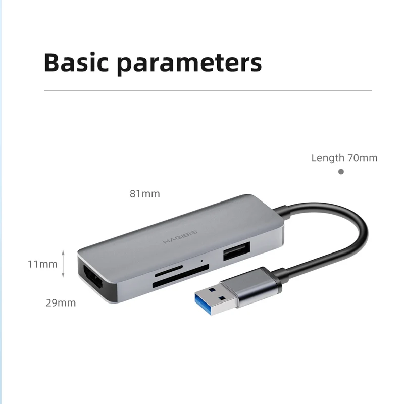Hagibis USB 3.0 to HDMI-compatible Adapter USB hub Video Converter HD  SD/TF card reader Converter for Windows 10/8.1/8/7 Mac OS