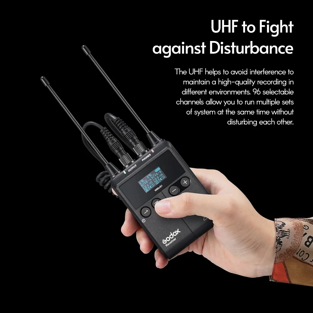 US $268.75 Godox WMicS1 Kit1 UHF Wireless Microphone System With 1pc TX1 Portable BodyPack Transmitter1pc RX1 Portable Receiver