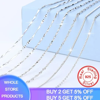 

YANHUI With Certificate Men Women 100% Genuine 925 Sterling Silver Smooth Chains Necklaces With Spring Clasps fit Pendant CN0123