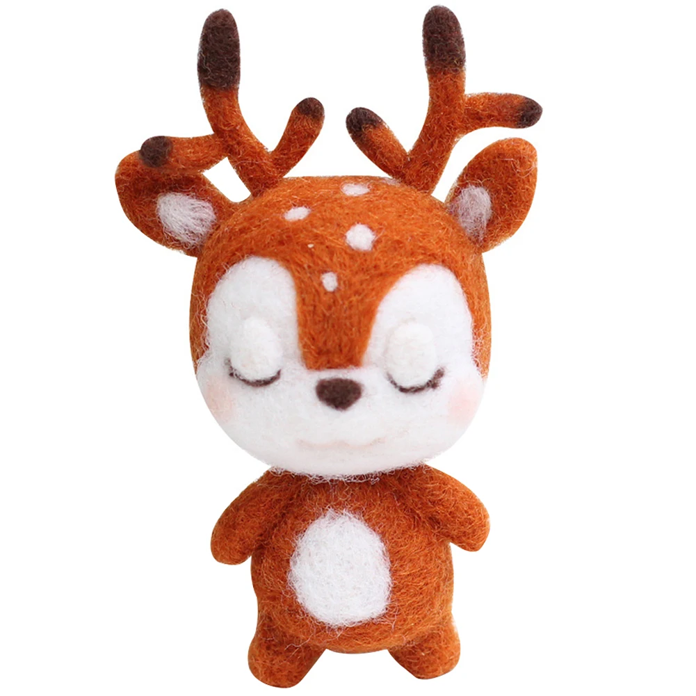 

Wool Felt Needle Poked Kitting DIY Cute Animal Sika Deer Felting Wool Package Non-Finished Handmade Kit Pets Toy Doll Decor