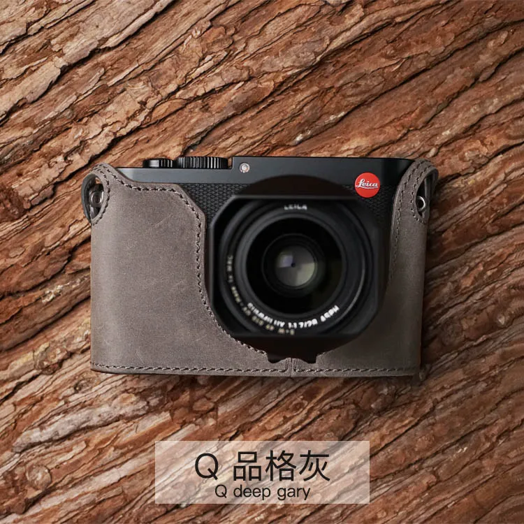 MrStone кожаный чехол Leica Q LEICA Q2 чехол для камеры без ручки половина набора typ116 - Цвет: Q Deep gray