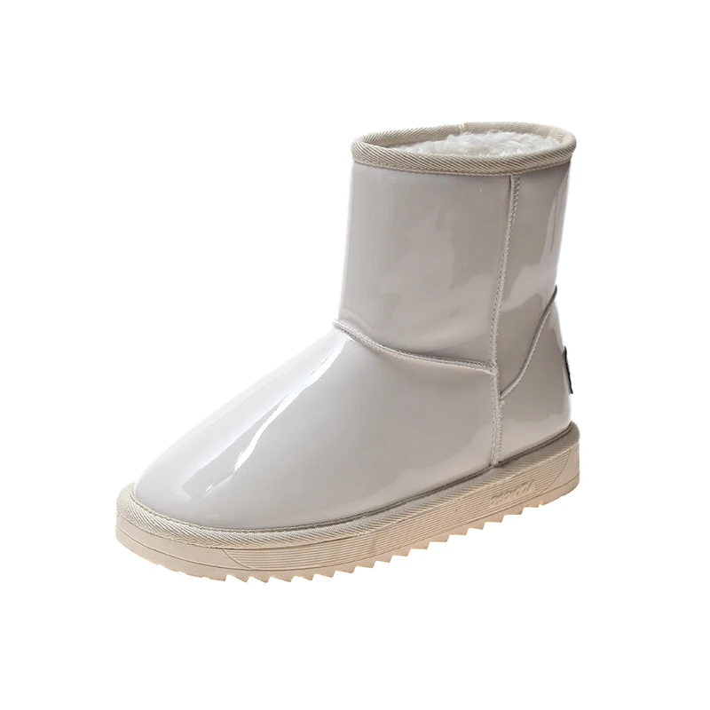 Женские снегоступы Нескользящие хлопчатобумажные туфли на плоской подошве; женские короткие плюшевые ботинки Теплозащитные ботильоны Дамская мода сапоги на платформе с круглым носком