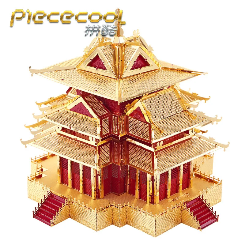 

Piececool 3D Metal Handmade Jigsaw Puzzle Assembled Ancient Architecture Model Toy gu gong jiao lou Creative Home Decoration