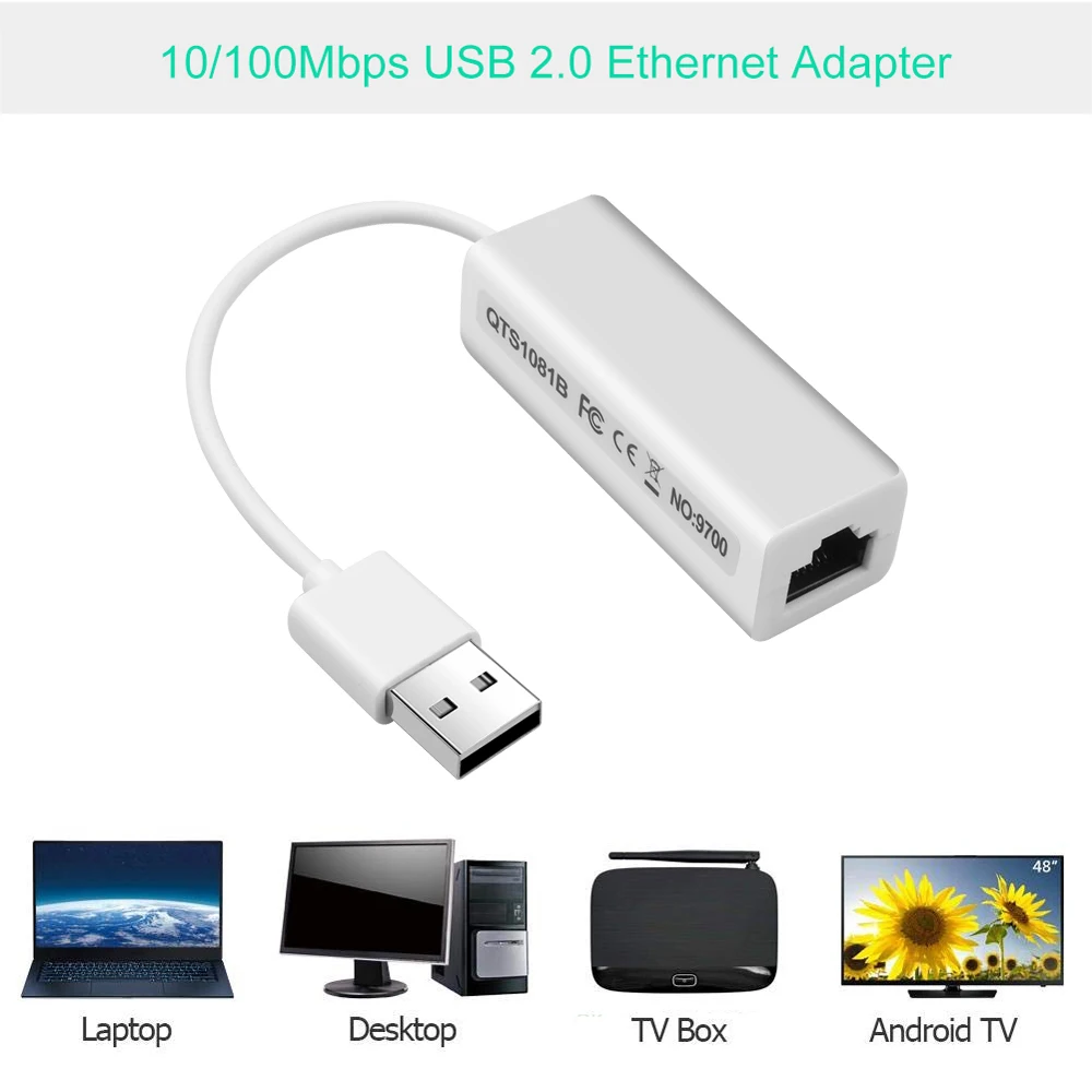 Kebidu USB 2,0 для быстрой Ethernet 10/100 RJ45 сетевой адаптер LAN Карта Dongle 100 Мбит/с