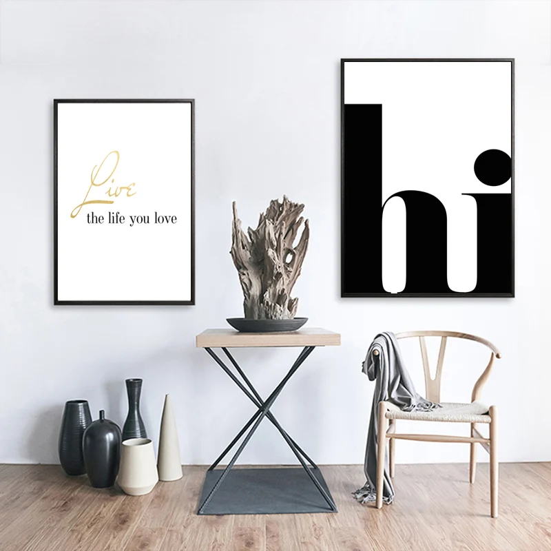 Скандинавский плакат Hi Quotes Wall Art Холст Живопись минималистичные плакаты и принты абстрактный холст печать настенные картины Домашний декор