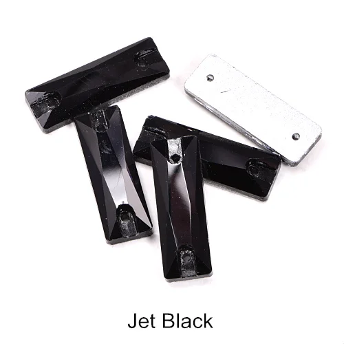 Jet Black 2 размера красочные прямоугольные пришитые Стразы с плоской задней стороной из хрустального стекла для пошива камней для DIY украшения свадебного платья B1351 - Цвет: Jet Black