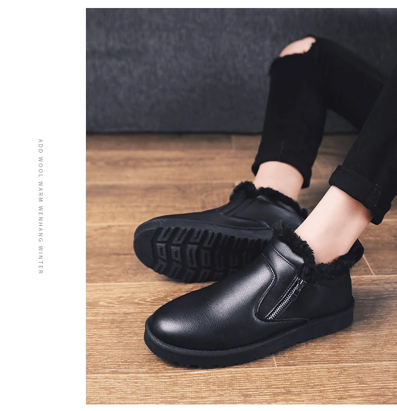 men women winter warm work boots with plush fur casual lightweight ankle boots waterproof anti-skid outdoor sneakers sports shoes couple unisex plus size shoes (29)