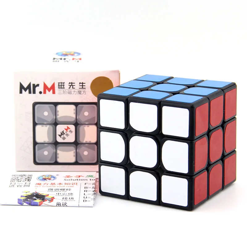 Высокое качество ShengShou г-н. М 3x3x3 Магнитный Magic Cube SengSo 3x3 магниты Скорость головоломка Рождественский подарок идеи, игрушки для детей - Цвет: Black