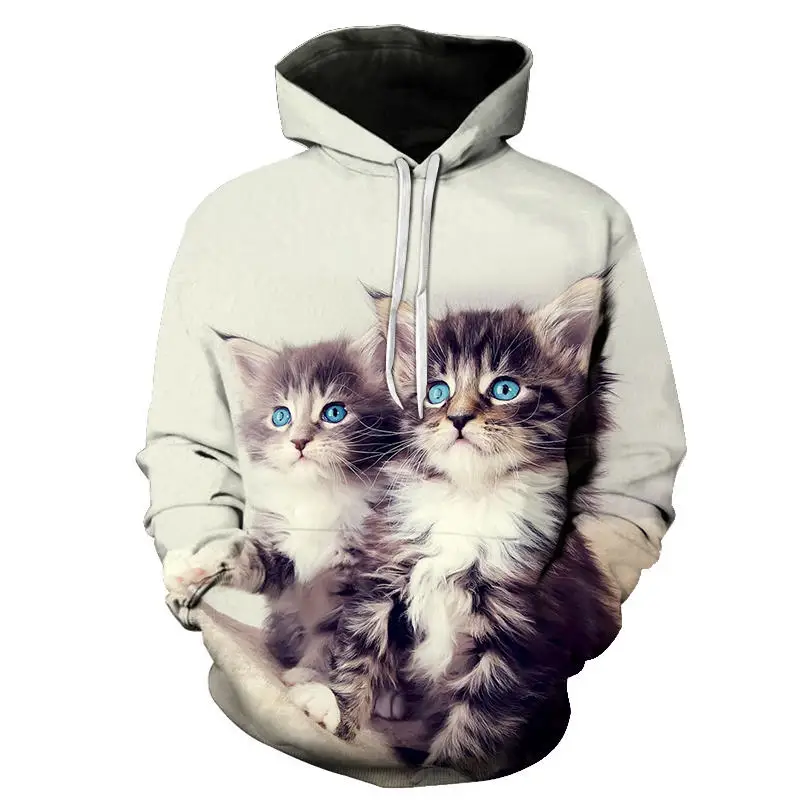 

2020 new trend casual fall/winter new cat animal sweatshirt long sleeve 3d hooded sweatshirt for men and women high street cute