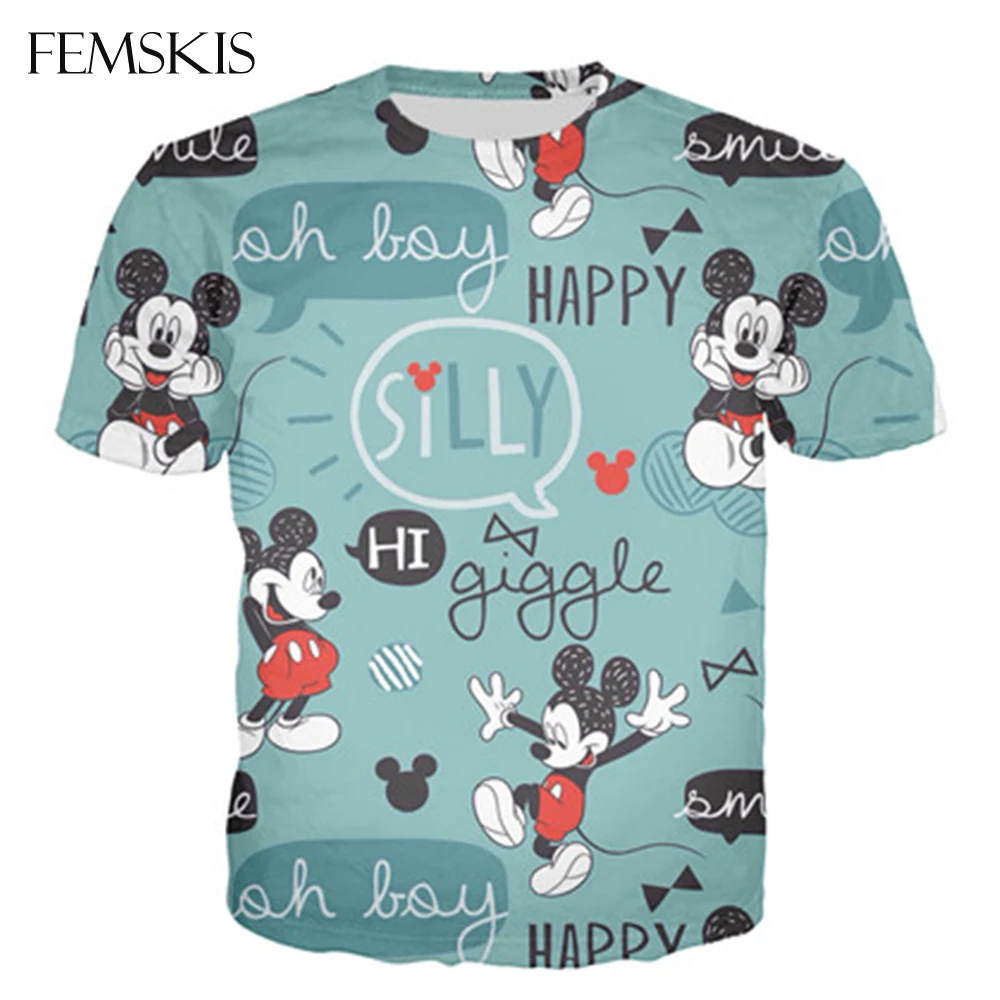 

FEMSKIS 3D Cartoon Mouse Printing Tees Top Shirt T-shirt Men's Women's Clothing Cute Summer Fashion Short Sleeved Unisex