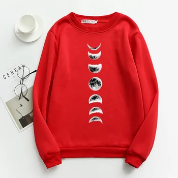 

Moon Planet Print Women Clothes O Neck Female Hoodies Pullovers Women Sweatshirt Regular Casual Womens Long Sleeve Tops