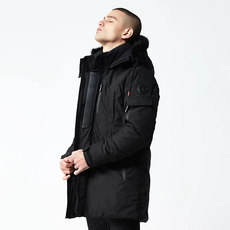 

ZYNNEVA Men Winter Warm Thicken Hiking Jacket Outdoors Fur Collar Down Cotton Clothing Medium Long Style Windproof Coat GK6127