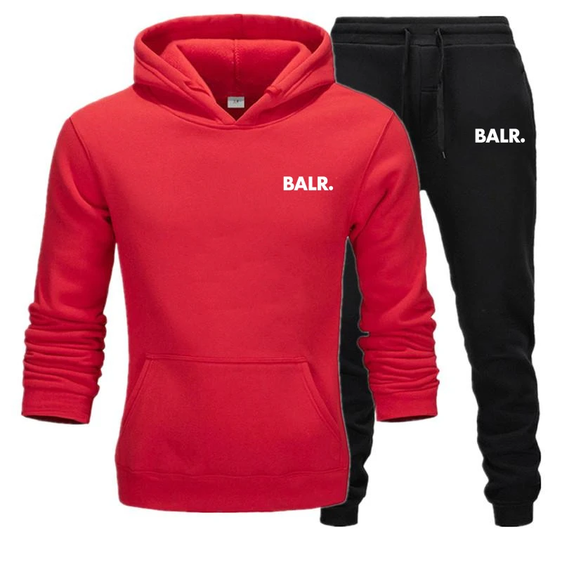 Red Black Sets Спортивный костюм для мужчин, 2 комплекта, новая модная куртка, Мужская Спортивная Толстовка, Весенняя и осенняя брендовая мужская толстовка с капюшоном, спортивные штаны - Цвет: Red Black Sets