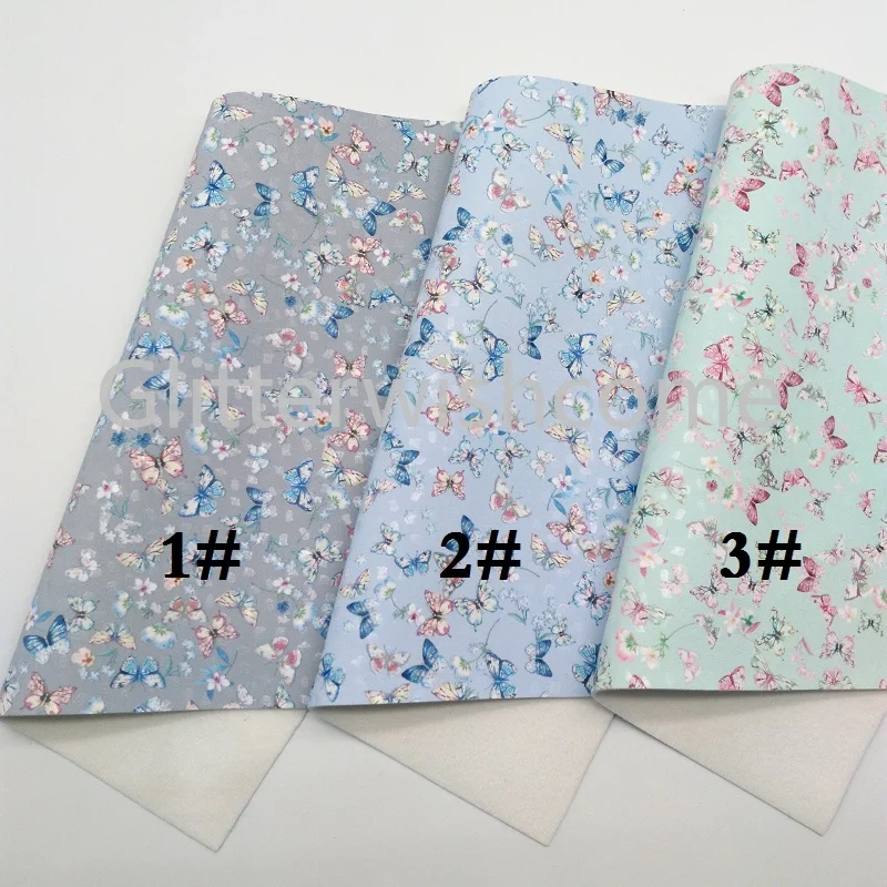 Glitterwishcome 30X134CM Mini Roll Vinyl For Bows Printed Butterfly Leather Fabirc Faux Leather for Bows, GM375