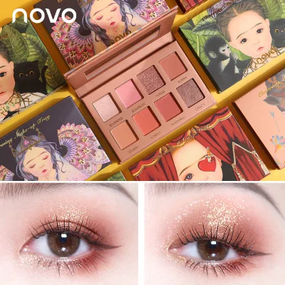 

NOVO Eye Shadow Palette 8 Colors Pigment Waterproof Shadows Balm Shimmer Profesional Fashion Eyes Make Up Eyeshadow Pallete