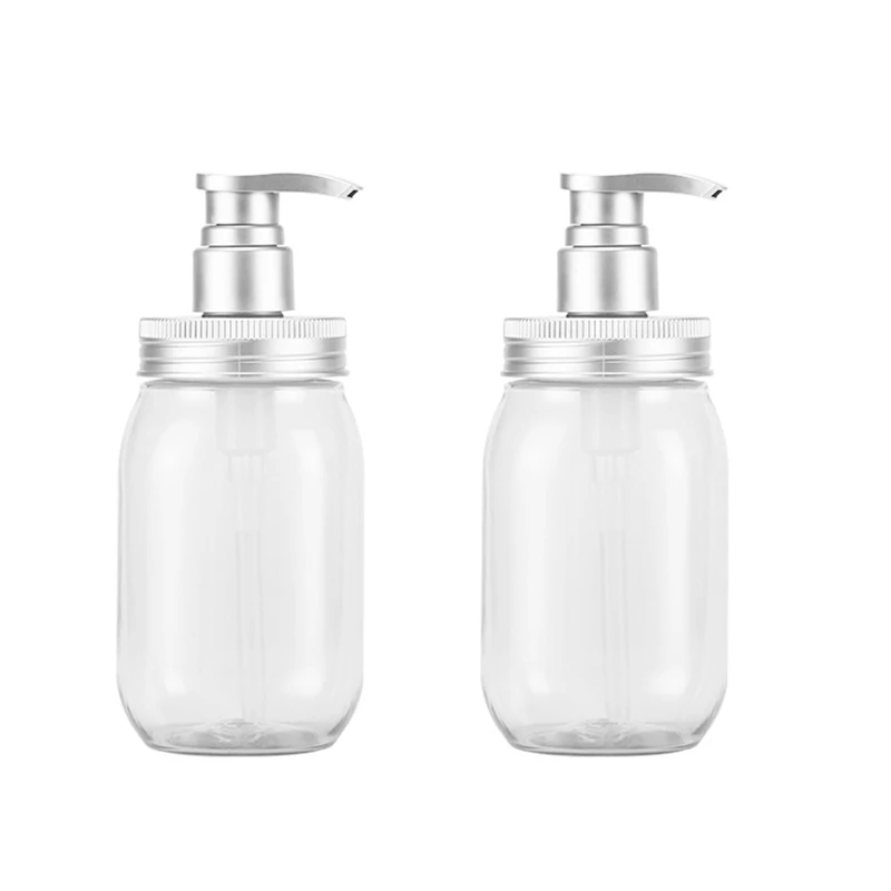 2 PCS Plastic Soap Dispenser Empty Bottle With Pump Head Refillable