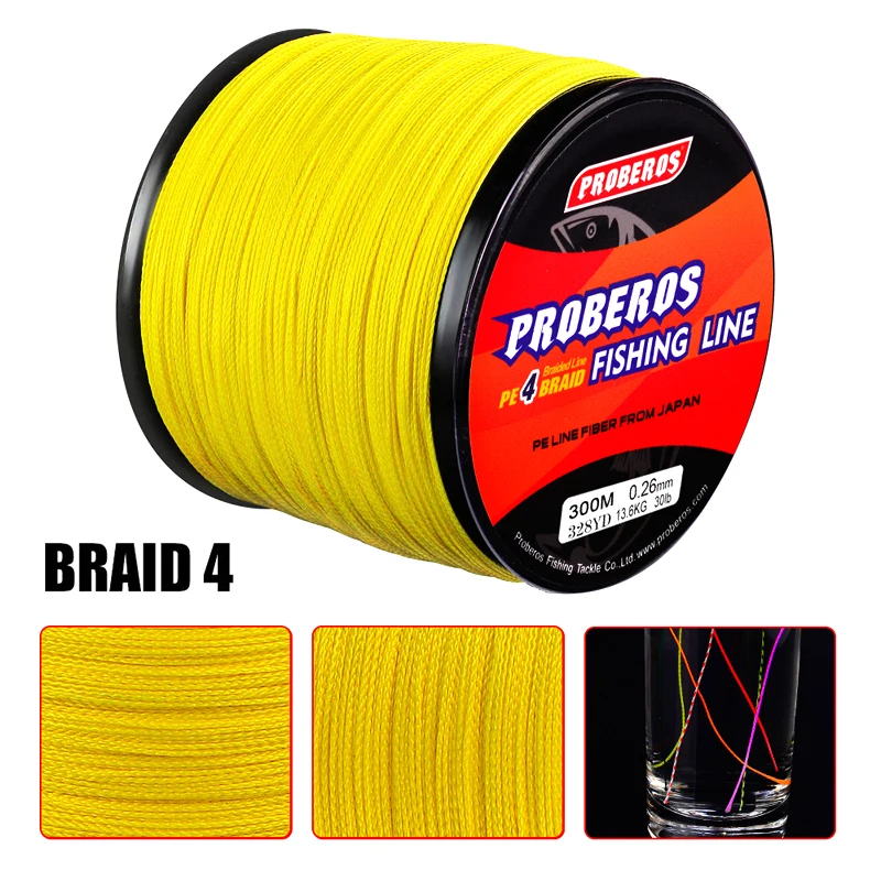 Proberos Fishline 300M&500M&1000M Fishing Line Green/Gray/Blue/Red/Yellow Color 4 Stand braided line 6LB-100LB Pe Lines