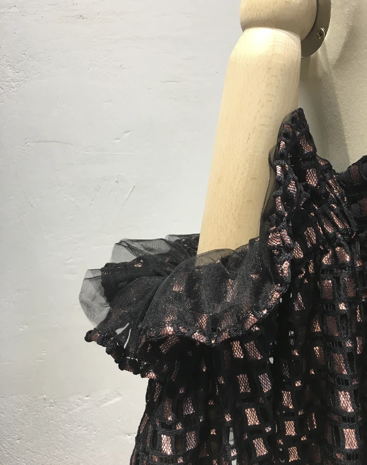 AU Off-The-Shoulder двухцветное жаккардовое асимметричное платье миди в мелкую клетку, расклешенное платье-бандо из тюля с высоким низом, изогнутое платье