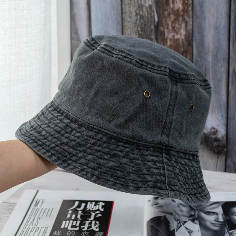 Nuevo sombrero de cubo Unisex, gorra vaquera lavada a la moda, diseño para hombres, sombreros de Panamá para mujeres, gorras de pescador con visera de protección solar informal para exteriores de verano