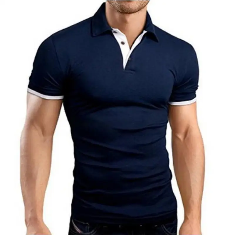 Ropa de Hombre Polo camisa 5xl hombres casual Delgado transpirable verano Polo camisa 10 цветов Hombre sólido manga corta - Цвет: zangqing-bai