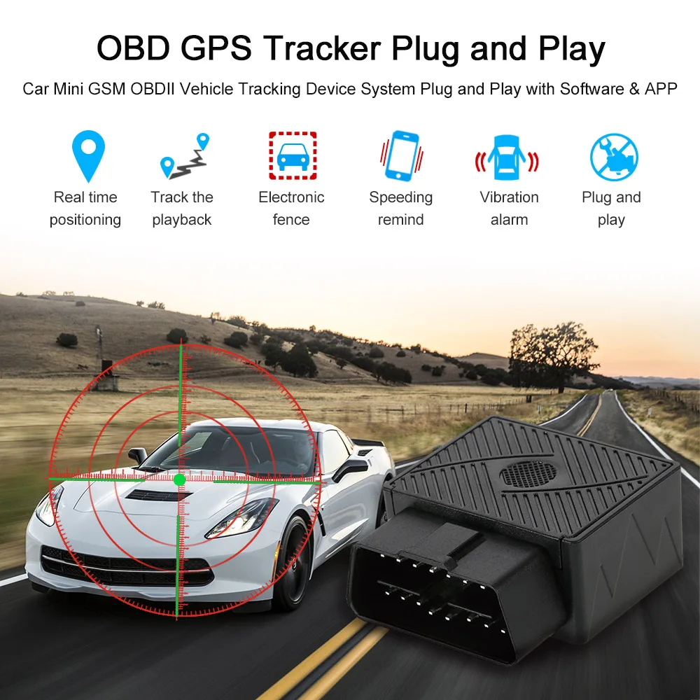 OBD gps-трекер автомобильный мини GSM OBDII устройство слежения автомобиля система Plug and Play с программным обеспечением и приложением