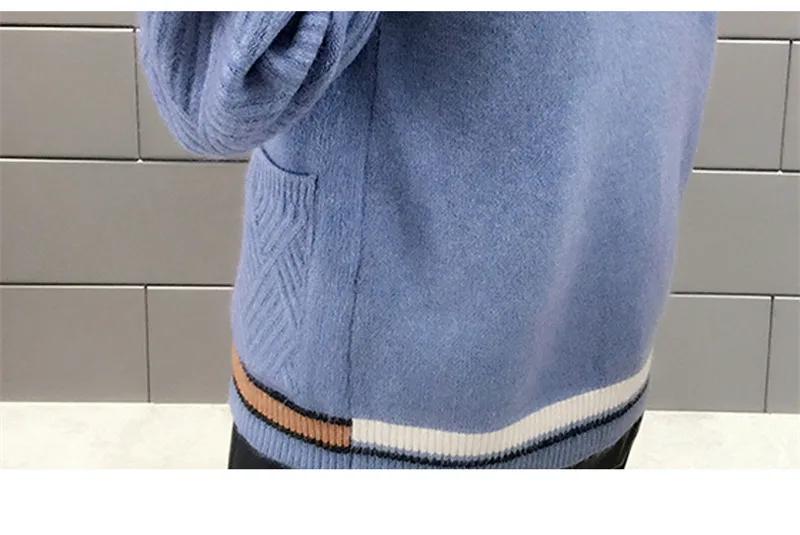CBAFU acylic women autumn winter sweater jacket sweater coat outwear long sleeve colorful button pockets knitted cardigans P371