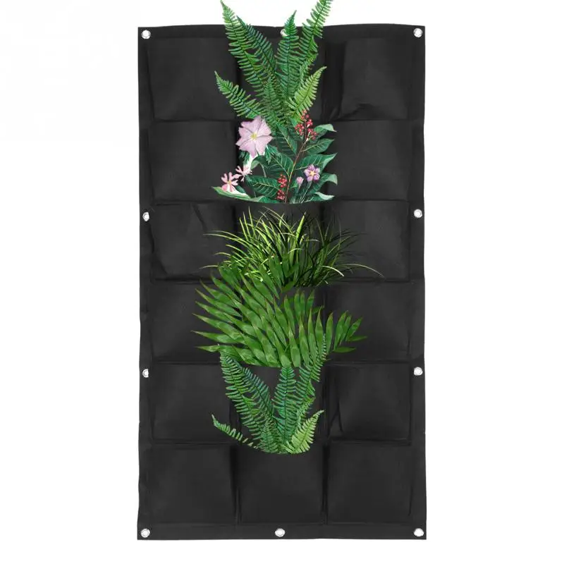 18/36/49 Pockets Hanging Green Grow Bag Planter Vertical Garden Vegetable Living Garden Bag Planter Growing Bags Flowers Supply