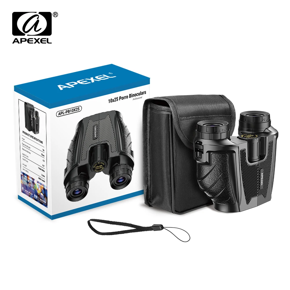 APEXEL-prismáticos HD de gran potencia, minitelescopio telescópico de 114m/1000m para senderismo, caza y avistamiento de aves, 10x25, BAK4