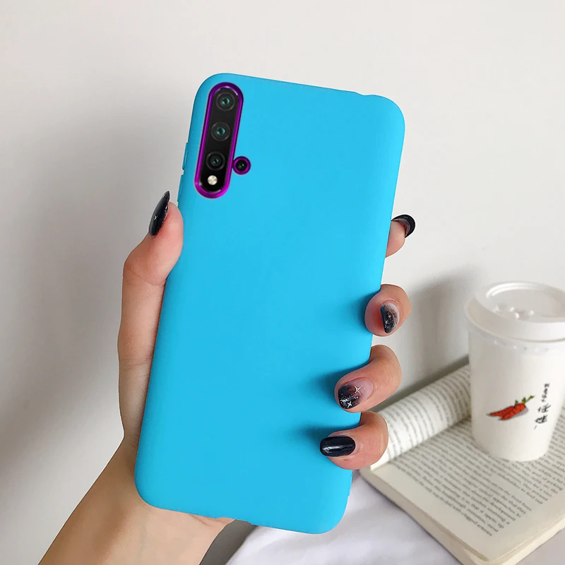 Матовая леденцового цельного цвета Цвета Крышка для huawei Nova5T Nova 5T Yale-L61D Yale-L61A Yale-L71A ТПУ резиновый мягкий силиконовый чехол-бампер - Цвет: SBlue