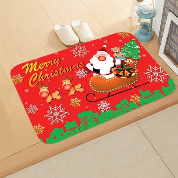 

Christmas Santa Claus Kitchen Living Room Bathroom Carpet Anti-slip Mat 40*60cm Outdoor Carpet Christmas Decoration For Home