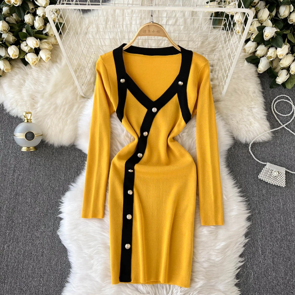 Женский трикотажный пуловер с V-образным вырезом и длинным рукавом | Женская