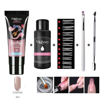 

15ml For Extension Poly Gel Kit With Steel Push Quick Drying Practical Semi Permanent Nail Art Home Multifunction Manicure Tools
