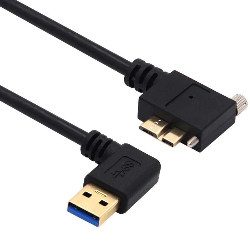 USB Charging Cable USB 3.0 Male to USB3.0 Micro/B Male 90 Degree Angled Lock Screws Mount 0.3m/1m/1.8m/3m